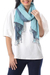 Cotton reversible scarf, 'Ocean Tones' - 100% Cotton Reversible Blue and Grey Fringed Scarf thumbail
