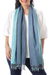 Cotton reversible scarf, 'Ocean Tones' - 100% Cotton Reversible Blue and Grey Fringed Scarf (image 2b) thumbail