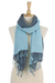 Cotton reversible scarf, 'Ocean Tones' - 100% Cotton Reversible Blue and Grey Fringed Scarf (image 2d) thumbail