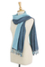 Cotton reversible scarf, 'Ocean Tones' - 100% Cotton Reversible Blue and Grey Fringed Scarf (image 2f) thumbail