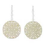 Cultured pearl dangle earrings, 'Elegant Coin' - Cultured Freshwater Pearl Openwork Coin Earrings