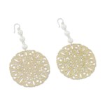 Cultured pearl dangle earrings, 'Elegant Coin' - Cultured Freshwater Pearl Openwork Coin Earrings