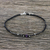 Amethyst and silver beaded charm anklet, 'Special Elephant' - Thai Amethyst and Karen Silver Beaded Elephant Charm Anklet