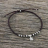Silver charm anklet, 'Sweet Turtle'