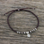 Silver charm anklet, 'Sweet Turtle' - Hand Made Thai Karen Silver Beaded Turtle Charm Cord Anklet (image 2) thumbail