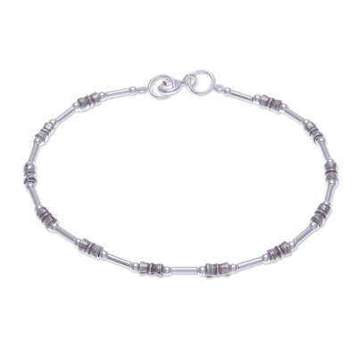 Silver beaded bracelet, 'Endless Circle' - Handmade 925 Sterling Hill Tribe Silver Beaded Bracelet