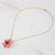 Natural flower pendant necklace, 'Zinnia Charm in Deep Pink' - 22k Gold Plated Pink Zinnia Flower Pendant from Thailand (image 2c) thumbail