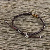 Jasper macrame cord bracelet, 'Earth Saver'