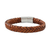 Men's leather wristband bracelet, 'Interlace' - Men's Brown Leather Braided Bracelet Crafted in Thailand