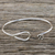 Sterling silver bangle bracelet, 'Miniature Rose' - Sterling Silver Bangle Bracelet with Rose Closure