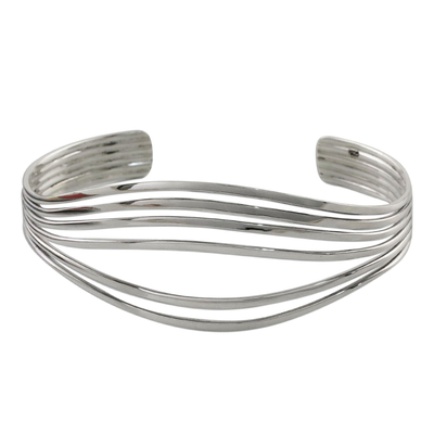 Sterling Silver Wire Narrow Cuff Bracelet from Thailand