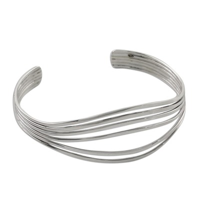 Sterling silver cuff bracelet, 'Beautiful Melody' - Sterling Silver Wire Narrow Cuff Bracelet from Thailand