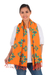 Cotton scarf, 'Radiant Morning' - Orange and Red Cotton Floral Scarf Handmade in Thailand (image 2a) thumbail