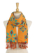 Cotton scarf, 'Radiant Morning' - Orange and Red Cotton Floral Scarf Handmade in Thailand (image 2d) thumbail