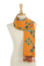 Cotton scarf, 'Radiant Morning' - Orange and Red Cotton Floral Scarf Handmade in Thailand (image 2e) thumbail