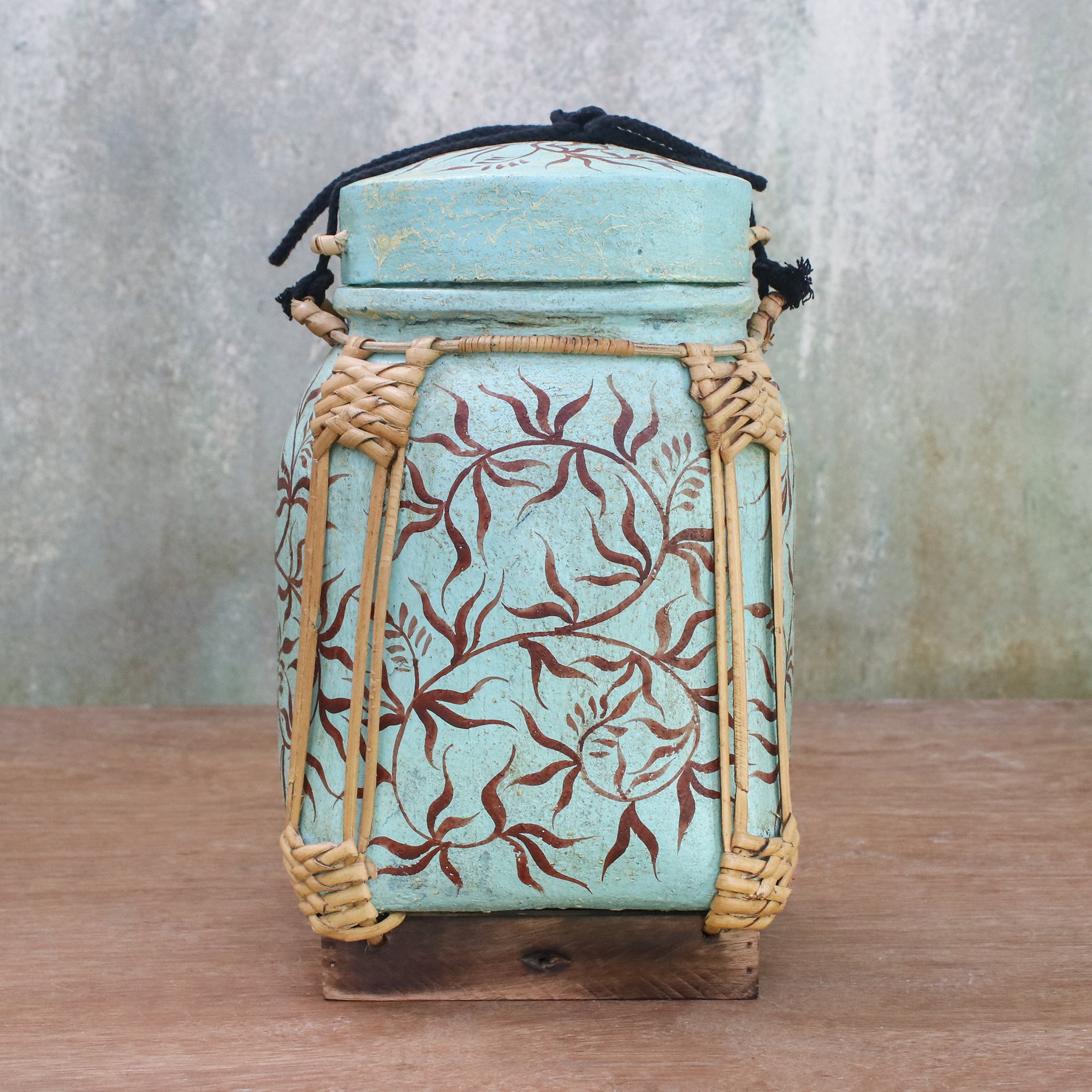 Decorative Jar In Robin S Egg From Thailand Tropical Plant In