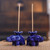 Ceramic incense holders, 'Lotus Elephant in Blue' (pair) - Blue Ceramic Elephant with Lotus Incense Holders (Pair) thumbail