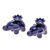 Ceramic incense holders, 'Lotus Elephant in Blue' (pair) - Blue Ceramic Elephant with Lotus Incense Holders (Pair) (image 2a) thumbail