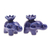 Ceramic incense holders, 'Lotus Elephant in Blue' (pair) - Blue Ceramic Elephant with Lotus Incense Holders (Pair) (image 2b) thumbail