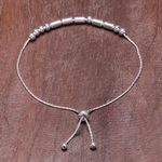 Sterling silver beaded bracelet, 'Morse Code Hope' - Handmade 925 Sterling Silver Morse Code Hope Chain Bracelet