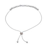 Sterling silver beaded bracelet, 'Morse Code Hope' - Handmade 925 Sterling Silver Morse Code Hope Chain Bracelet