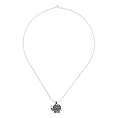 Halskette mit Anhänger aus Sterlingsilber - Handgefertigte Halskette mit Elefantenanhänger aus 925er Sterlingsilber