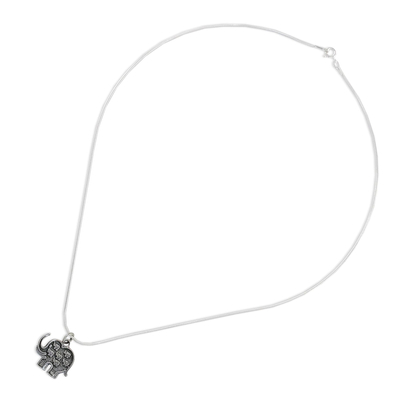 Collar colgante de plata esterlina - Collar con colgante de elefantes de plata de ley 925 hecho a mano