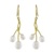 Gold plated cultured pearl dangle earrings, 'White Vine' - Gold Plated Cultured Pearl Dangle Earrings from Thailand (image 2a) thumbail