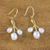 Gold plated cultured pearl dangle earrings, 'White Vine' - Gold Plated Cultured Pearl Dangle Earrings from Thailand (image 2b) thumbail