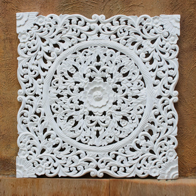 Wood relief panel, Tropical Flower