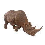 Wood sculpture, 'Strong Rhino' - Hand Carved Raintree Wood Rhino Sculpture from Thailand