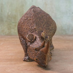 Wood sculpture, 'Strong Rhino' - Hand Carved Raintree Wood Rhino Sculpture from Thailand