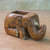 Wood card holder, 'Elephant Sits Down' - Hand Carved Raintree Wood Elephant Card Holder Thailand