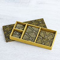 Set de regalo de viaje hecho a mano, 'Regal Thai Lotus' (4 piezas) - Set de regalo en caja hecho a mano con estampado de algodón tailandés (4 piezas)