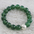 Jade beaded stretch bracelet, 'Grand Viridian' - Dyed Green Chalcedony Hammered 950 Silver Beaded Bracelet