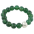 Jade beaded stretch bracelet, 'Grand Viridian' - Dyed Green Chalcedony Hammered 950 Silver Beaded Bracelet