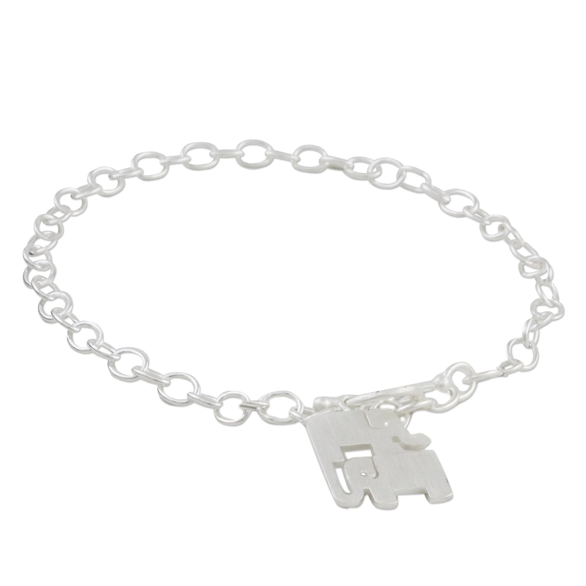 Unicef Charming Elephants,'Sterling Silver Elephant Charm Ankle Bracelet