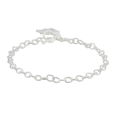 Sterling silver charm bracelet, 'Simple Elephant Family' - 925 Sterling Silver Handmade Elephant Family Charm Bracelet