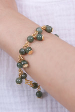Gold plated jade link bracelet, 'Jade Deluxe' - 18K Gold Plated Jade Link Bracelet with Hook Clasp