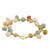Gold plated jade and quartz link bracelet, 'Sweet Jade' - 18K Gold Plated Jade Quartz Link Bracelet with Hook Clasp thumbail