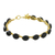 Gold plated onyx bangle bracelet, 'Romantic Fling' - 18k Gold Plated Onyx Bangle Bracelet from Thailand thumbail