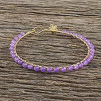 Gold plated quartz bangle bracelet, 'Fall in Love in Purple' - Gold Plated Purple Quartz Bangle Bracelet from Thailand