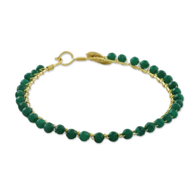 Gold Plated Green Quartz Bangle Bracelet from Thailand