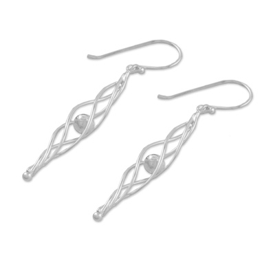 Pendientes colgantes de plata de ley - Pendientes de carámbano tejido de plata de ley 925 con alambre de oreja de gancho
