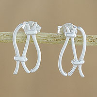 Tropfenohrringe aus Sterlingsilber, „Elegante Seilknoten“ – Ohrringe aus 925er Sterlingsilber mit Seilknoten und Ohrsteckern