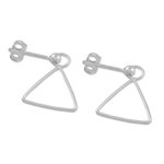 Sterling silver dangle earrings, 'Elegant Triangle' - 925 Sterling Silver Triangle Frame Earrings of Thailand