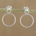 Sterling silver dangle earrings, 'Elegant Loop' - 925 Sterling Silver Loop Shaped Frame Earrings