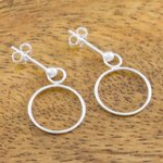 Sterling silver dangle earrings, 'Elegant Loop' - 925 Sterling Silver Loop Shaped Frame Earrings