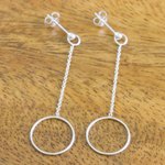 Sterling silver dangle earrings, 'Silver Pendulum' - 925 Sterling Silver Pendulum Post Earrings from Thailand