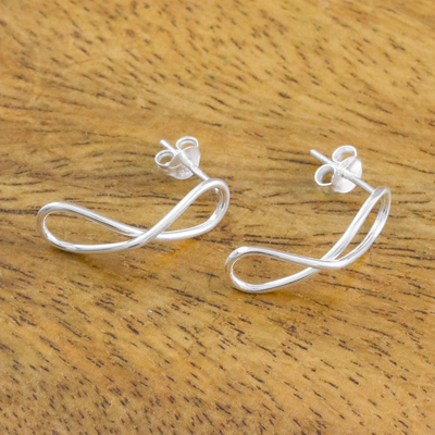 Sterling silver drop earrings, 'For All Time' - Sterling Silver Infinity Symbol Drop Earrings